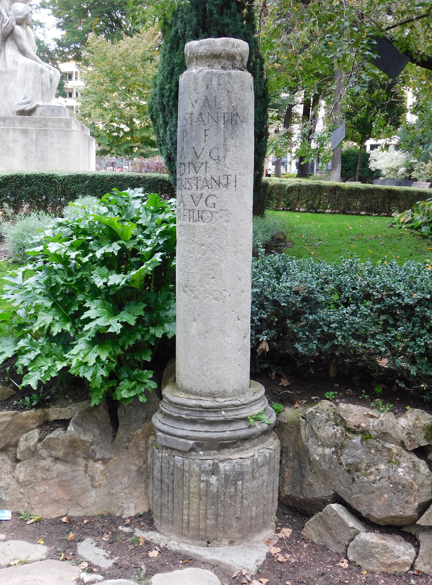 Constantinian Roman Milestone in the Public Garden of Vienne, October 2022