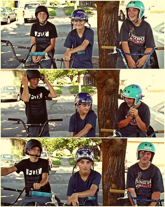 Three boys on bikes