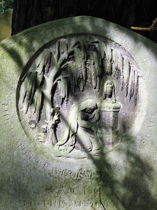 abney park cemetery, london,c19 mourner under weeping willow