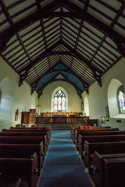 The interior of the church, it is still in use and a baptism was about to take place when I took thi