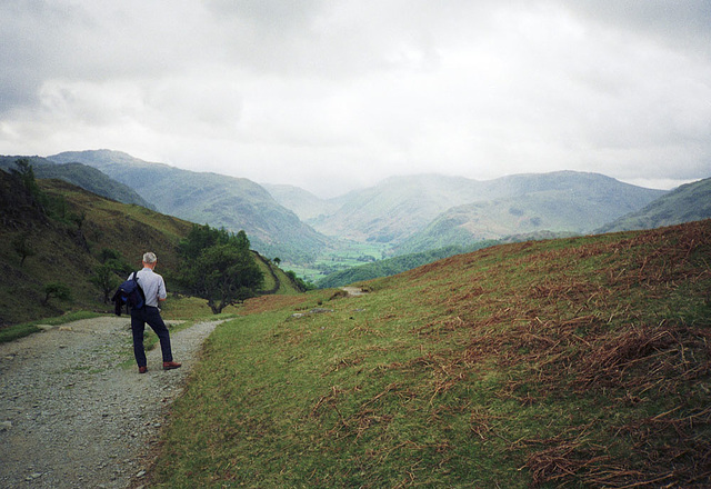 Looking towards Rosthwaite from Puddingstone Bank (Scan from May 1991)