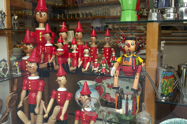 Pinocchio dolls for sale at San Gimignano