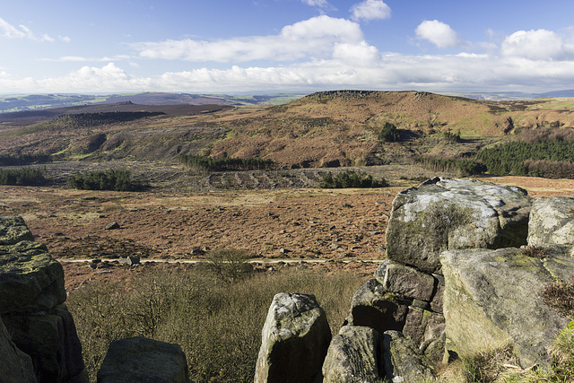 Carl Wark and Higger Tor from Burbage Edge