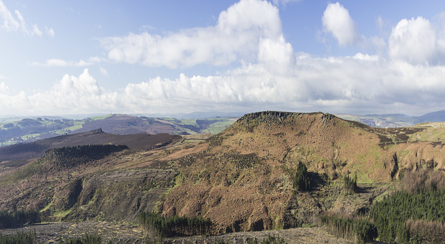 Carl Wark and Higger Tor from Burbage Edge; x2 vertical exaggeration