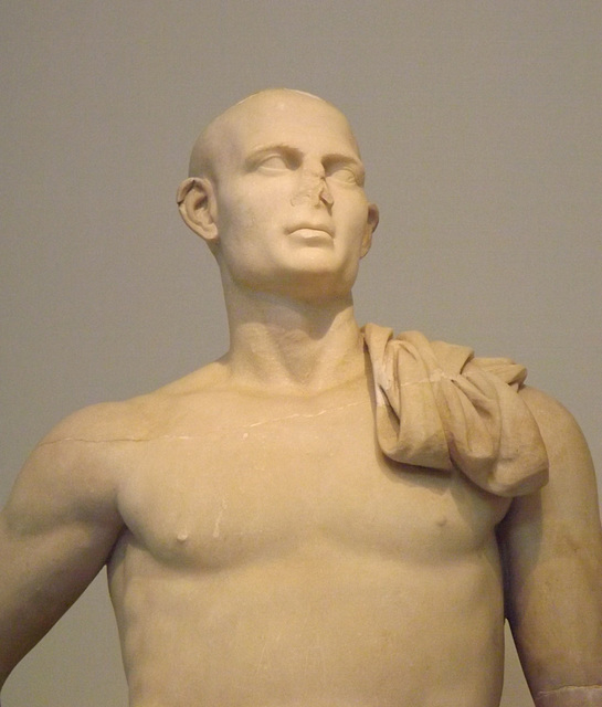 Detail of the Pseudo-Athlete of Delos in the National Archaeological Museum of Athens, May 2014