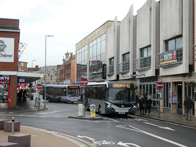 First Essex 67167 (YY67 PBV) and 44541 (YX13 AHU) in Chelmsford - 6 Dec 2019 (P1060325)