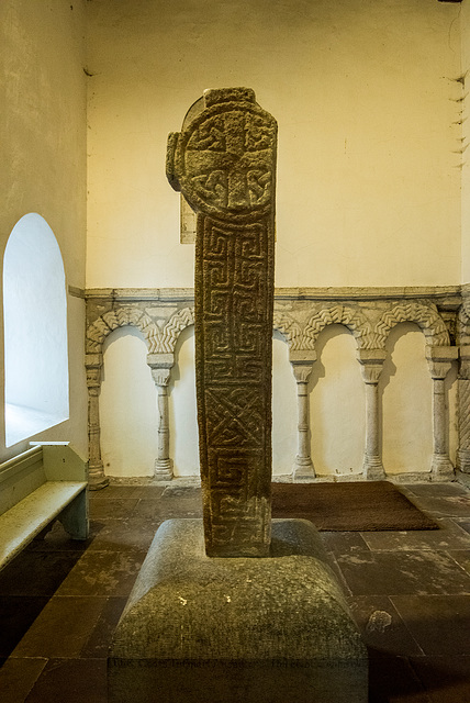 The remains of a cross inside Penmon Priory church