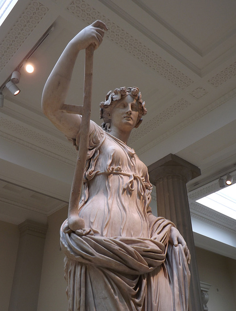 Detail of Thalia, the Muse of Comedy Sculpture in the British Museum, April 2013