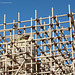 scaffolding in front of the Temple "GGANTIJA" /Malta