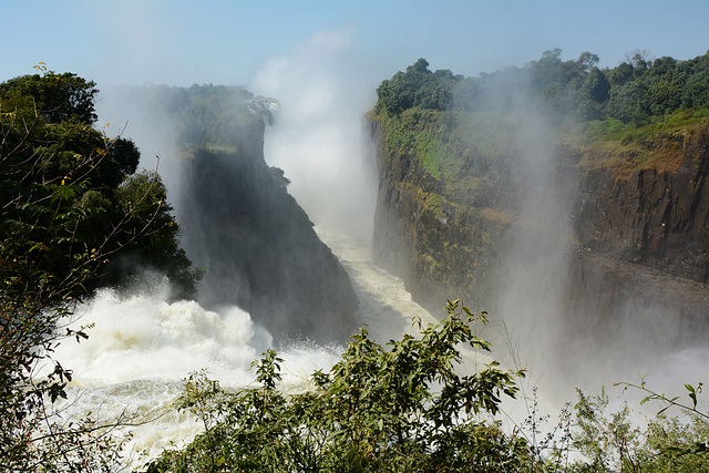 Zimbabwe, Victoria Falls from the Right Bank of the Zambezi River Zimbabwe, Victoria Falls from the Right Bank of the Zambezi River
