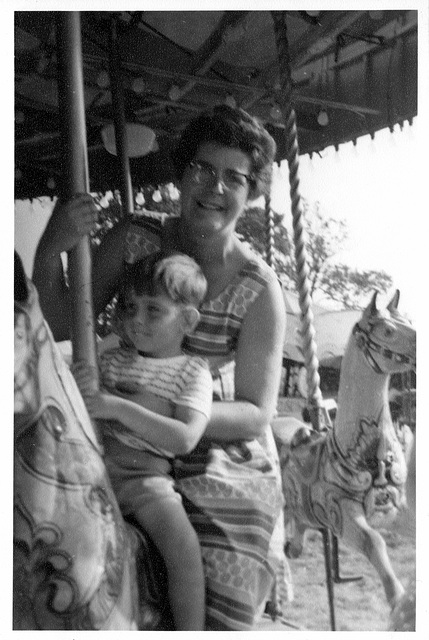 Mum and Steve on a fairground ride