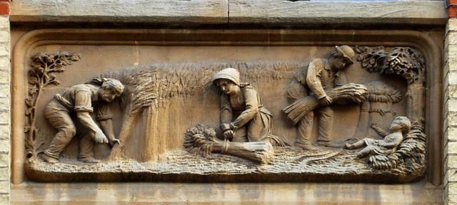 Cambridge  - Corn Exchange, relief showing harvest 2014-01-13