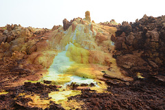 Ethiopia, Danakil Depression, Solidified lava flows in the Crater of the Dallol Volcano