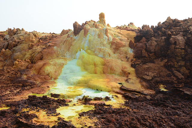 Ethiopia, Danakil Depression, Solidified lava flows in the Crater of the Dallol Volcano