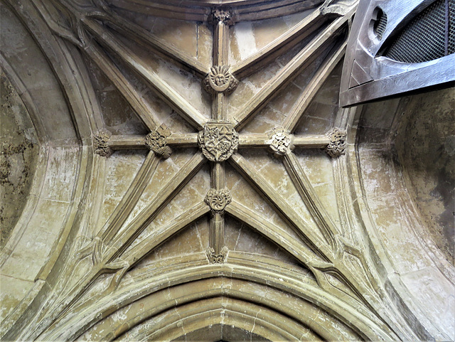 lacock church, wilts (31) c15 west porch vaulting boss
