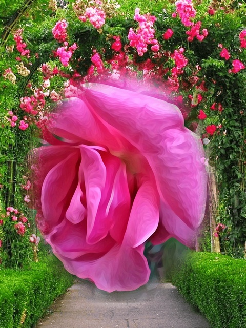 Rose du jardin avec photo frame.  Bon week-end.
