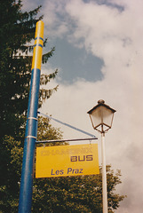 Chamonix Bus bus stop at Les Praz - Aug 1990