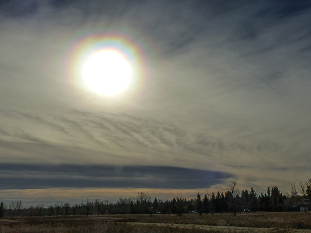 Sun halo over Glenmore Reservoir