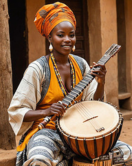 Musicienne  africaine , composition générée par l'IA .