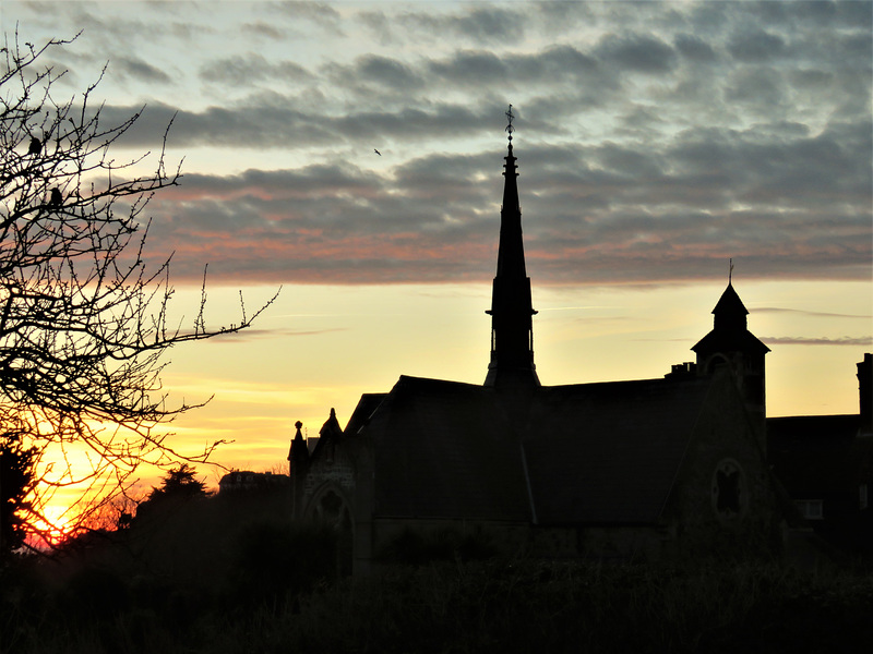 st peter, church, c19, hussey, folkestone , kent, sunset (1)
