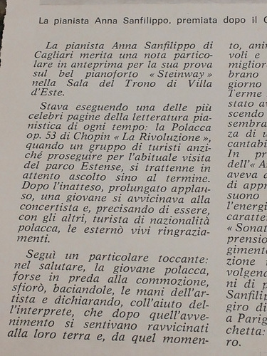 Tivoli: recensione del concerto di Anna Sanfilippo (18 settembre 1976)