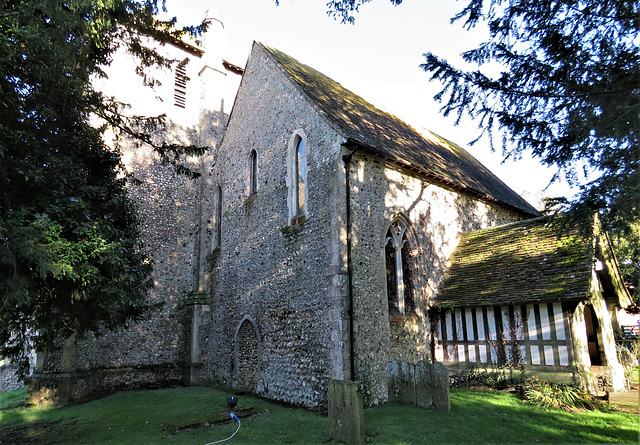 stowting church, kent,  c13 nave but most details now c19, as is the tower