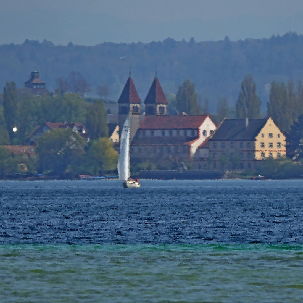 Digital geöltes unscharfes Bild von der Reichenau