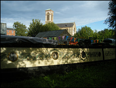 bunting on a narrowboat