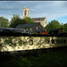 bunting on a narrowboat