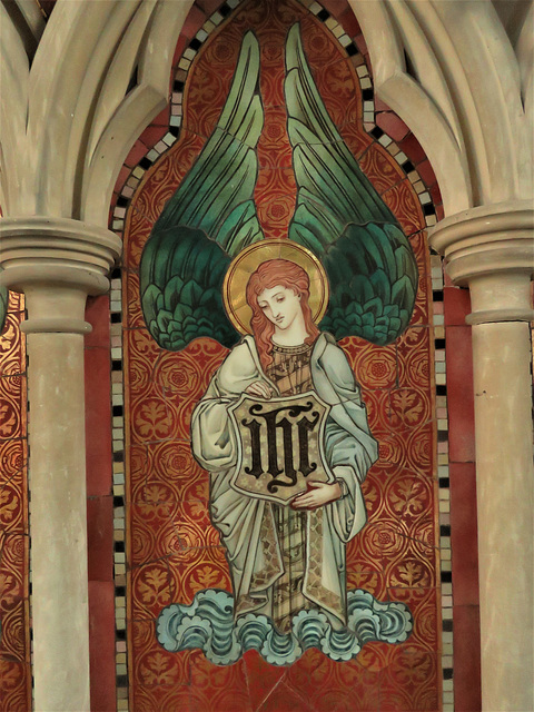 stowting church, kent,  c19 reredos angel, prob. c.1890