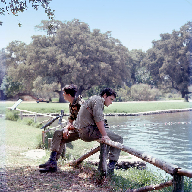 Young soldiers on watch in Hurschat Tal in 1975 PIP
