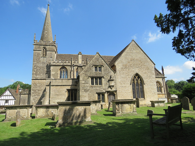lacock church, wilts (6) c17 house attached to rebuilt c13 transept, tower and spire c15