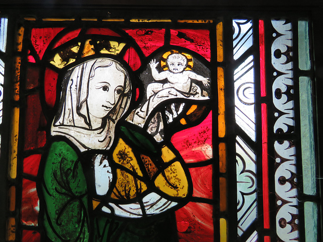 stowting church, kent, c14 glass, virgin and child (2)