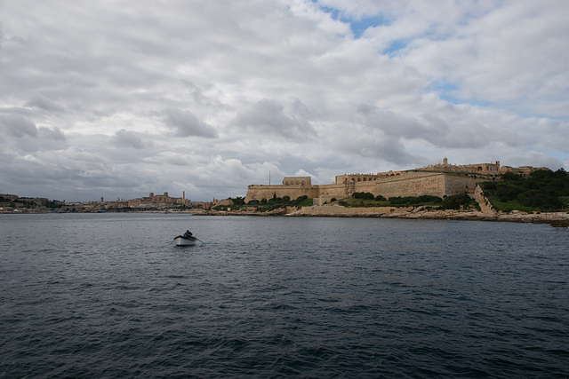 Rowing Boat In Front Of Fort Manoel