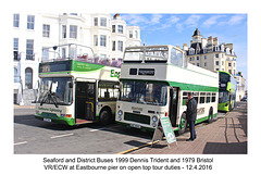 Seaford & District Dennis Trident & Bristol VR-ECW at Eastbourne Pier - 12.4.2016