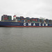 Containerriese CMA CGM JULES VERNE einlaufend Hamburg