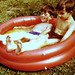 Steve and me in a tiny paddling pool, Hatfield, about 1962