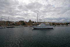 Motor Yacht On Marsamxett Harbour