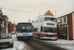 Stagecoach Cambus Limited 160 (L660 MFL) and 542 (P542 EFL) in Ely – 27 Dec 1996 (341-17)