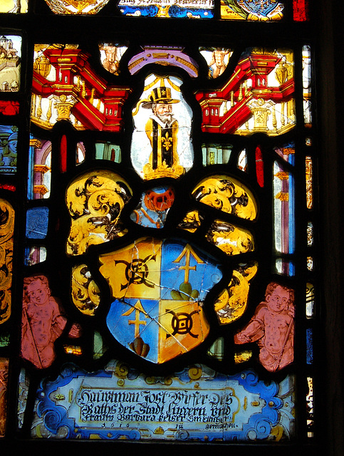 Detail of Swiss Painted Glass, Saint Michael's Church, Wragby, West Yorkshire