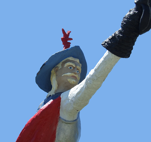 Detail of one of the Musketeer Statues at Casa Basso, July 2011