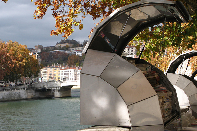 Bouquinistes sur les Quais de Saône (Lyon, Rhône)