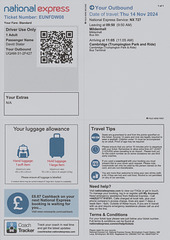 National Express coach ticket – 14 Nov 2024