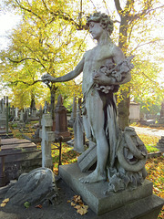 brompton cemetery , london,1893 barbe maria theresa sangiorgi, a rare male mourner scattering rose petals over her  tomb