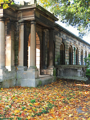 brompton cemetery , london,the cemetery chapel and colonnades over catacombs were built by benjamin baud between 1840- 44