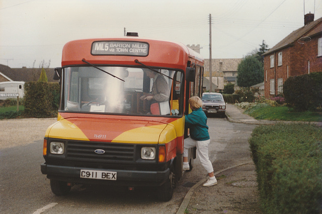 Eastern Counties C911 BEX in Barton Mills - 24 Oct 1988 Eastern Counties C911 BEX in Barton Mills - 24 Oct 1988