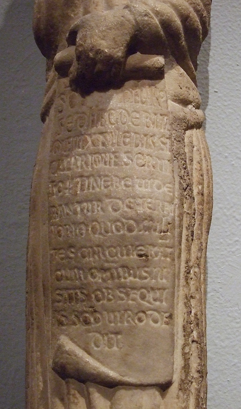 Detail of the Marble Column Statue of St. Hilary in the Metropolitan Museum of Art, April 2011