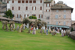 Italy, Christmas Installation at the Lawn of San Francesco Church in Assisi