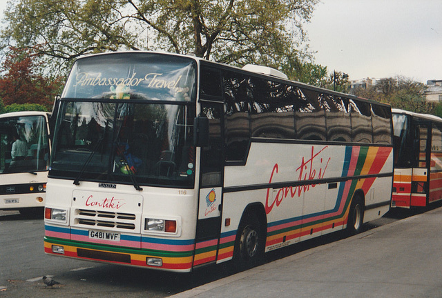Ambassador Travel 116 (G481 MVF) by the Eiffel Tower in Paris – 29 April 1992 (161-3)