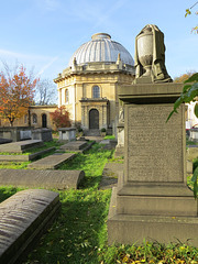 brompton cemetery , london,the cemetery chapel and colonnades over catacombs were built by benjamin baud between 1840- 44